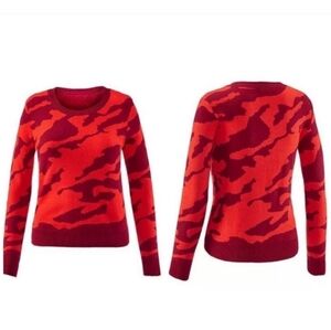 Cabi red camo sweater 3158